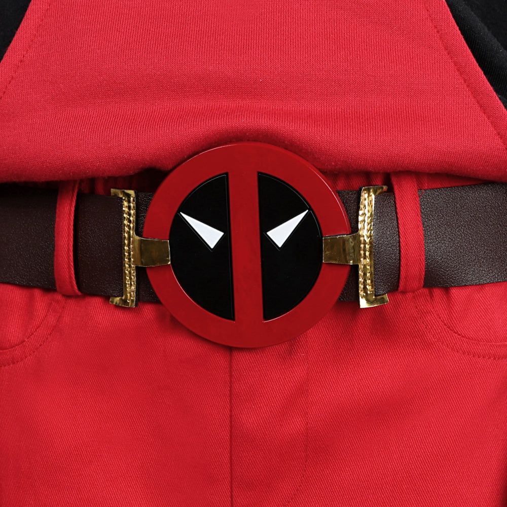 【Neu eingetroffen】Xcoser Kinder Deadpool 3 Kidpool Cosplay Kostüm Maske Tasche Gürtel Handschuhe Komplettset