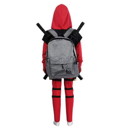 【Neu eingetroffen】Xcoser Kinder Deadpool 3 Kidpool Cosplay Kostüm Maske Tasche Gürtel Handschuhe Komplettset