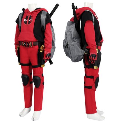 【Neu eingetroffen】Xcoser Kinder Deadpool 3 Kidpool Cosplay Kostüm Maske Tasche Gürtel Handschuhe Komplettset