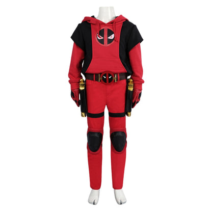 【Neu eingetroffen】Xcoser Kinder Deadpool 3 Kidpool Cosplay Kostüm Maske Tasche Gürtel Handschuhe Komplettset