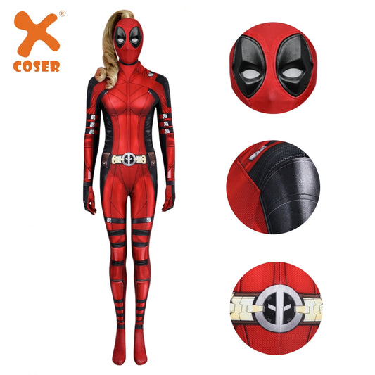 【Neu eingetroffen】Xcoser Deadpool3 Lady Deadpool Cosplay Kostüm Bruce Bodysuit Overall Halloween