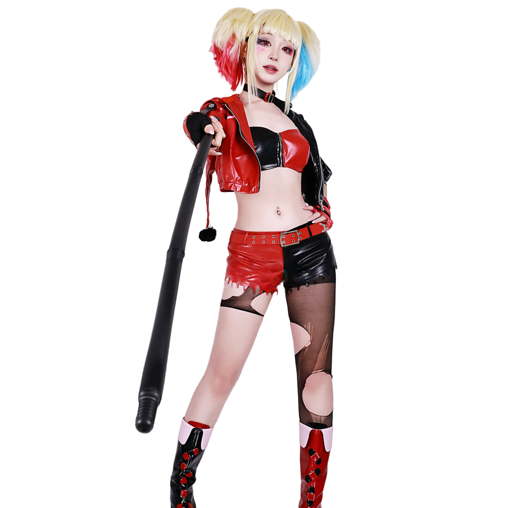 【Neu eingetroffen】Xcoser Suicide Squad ISEKAI Harley Quinn Cosplay Kostüm Perücke Outfit Halloween