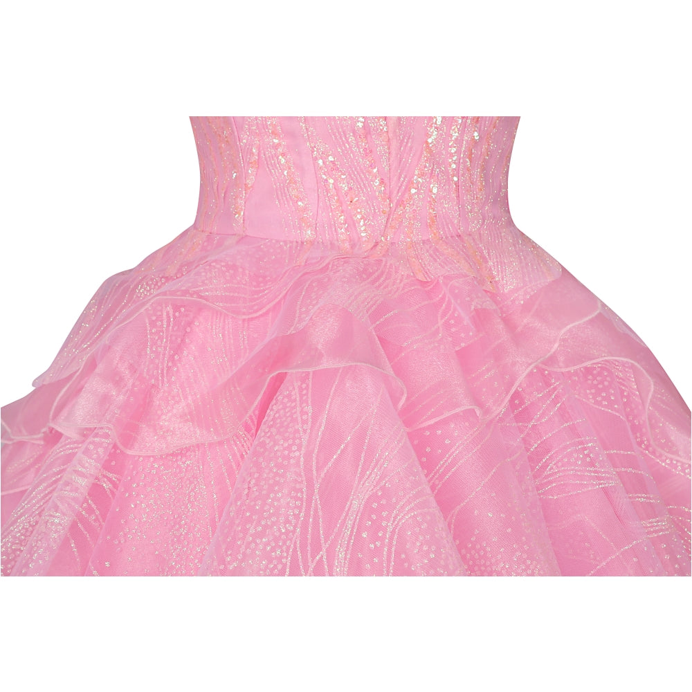 【Neu eingetroffen】Xcoser Wicked Part One Glinda Cosplay Abendkleid mit Kronenohrringen Rollenspielkostüm