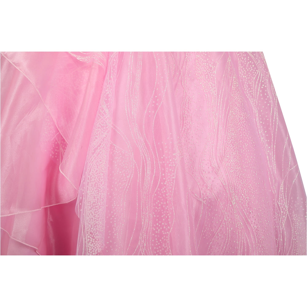 【Neu eingetroffen】Xcoser Wicked Part One Glinda Cosplay Abendkleid mit Kronenohrringen Rollenspielkostüm