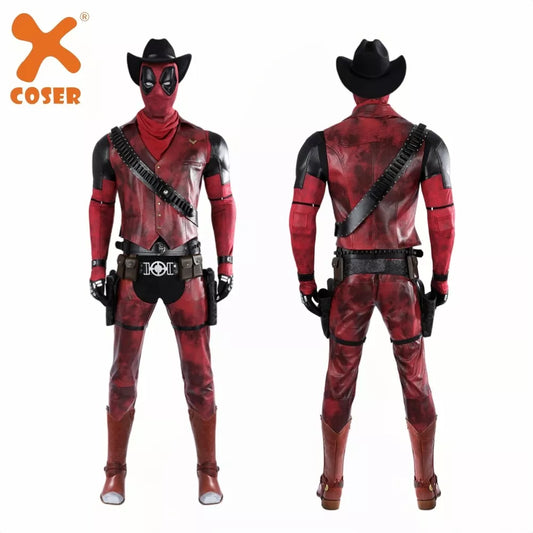 【Neu eingetroffen】Xcoser Deadpool 3 Wade Wilson Cowboy Deadpool Cosplay Kostüm Overall Komplettset