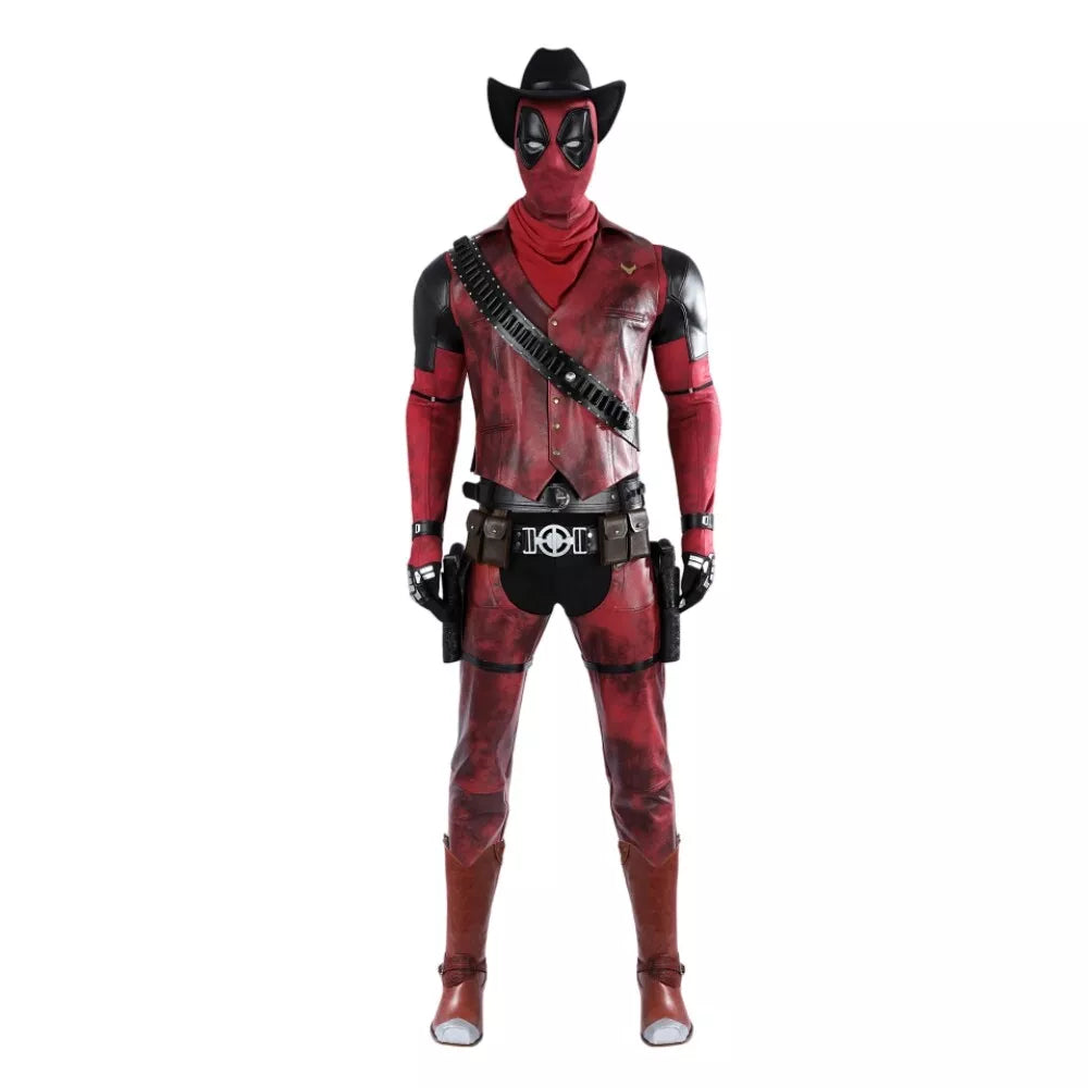 【Neu eingetroffen】Xcoser Deadpool 3 Wade Wilson Cowboy Deadpool Cosplay Kostüm Overall Komplettset