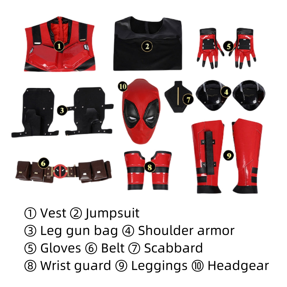 【Neu eingetroffen】 Xcoser Deadpool3 Wade Wilson Hellrot Cosplay-Kostüm