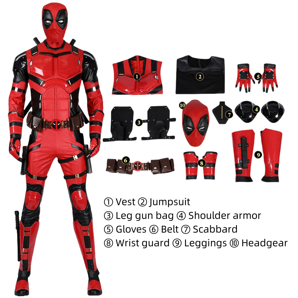 【Neu eingetroffen】 Xcoser Deadpool3 Wade Wilson Hellrot Cosplay-Kostüm